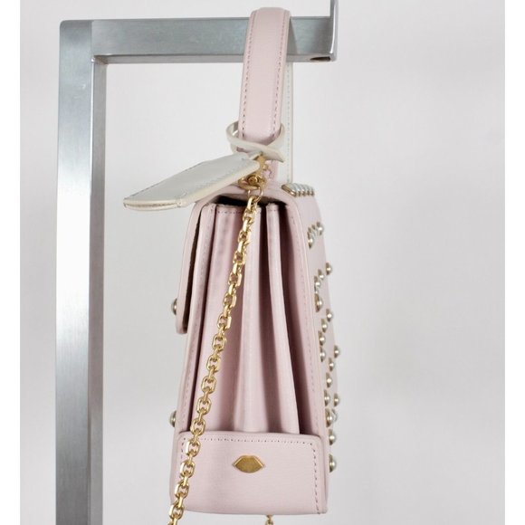 New Lulu Guinness bag pearl leather QUEENIE handbag pink studded - Picture 10 of 13